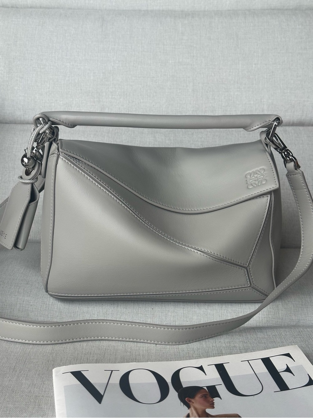 Loewe Light Grey Puzzle-Style Leather Shoulder Bag